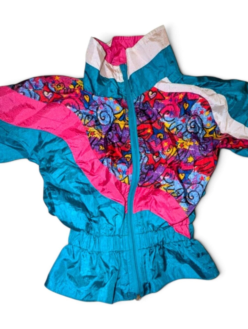 Vintage 90s Cougar Sport Kids Windbreaker 2T Neon Colorblock Retro Jacket RARE
